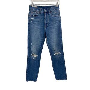 Gap Denim Cheeky Straight High Rise Jeans Womens 27/4T Distressed Button Fly